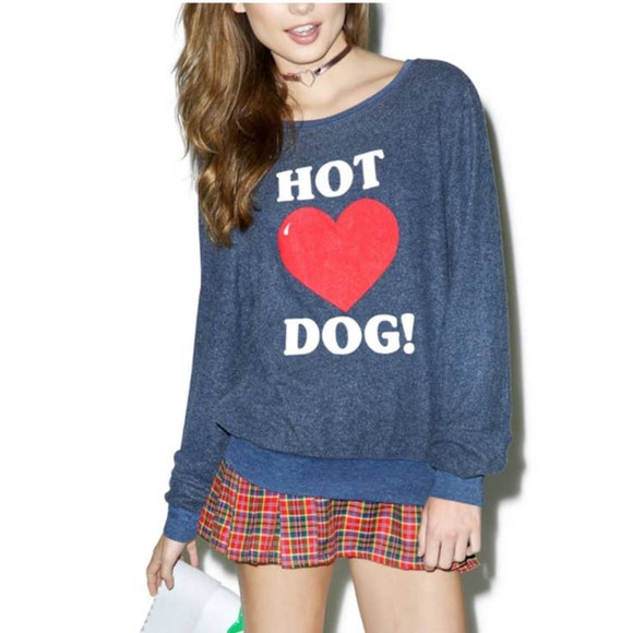 WILDFOX BAGGY JUMPER SWEATSHIRT ‘HOT DOG’ SLOUCHY PULLOVER - Picture 6 of 11